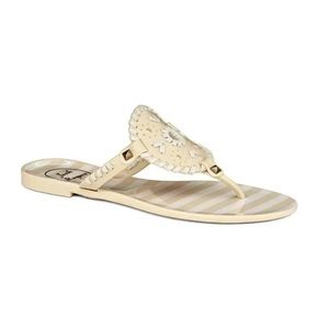 Jack Rogers Cream and White Striped Jelly Thong Sandal